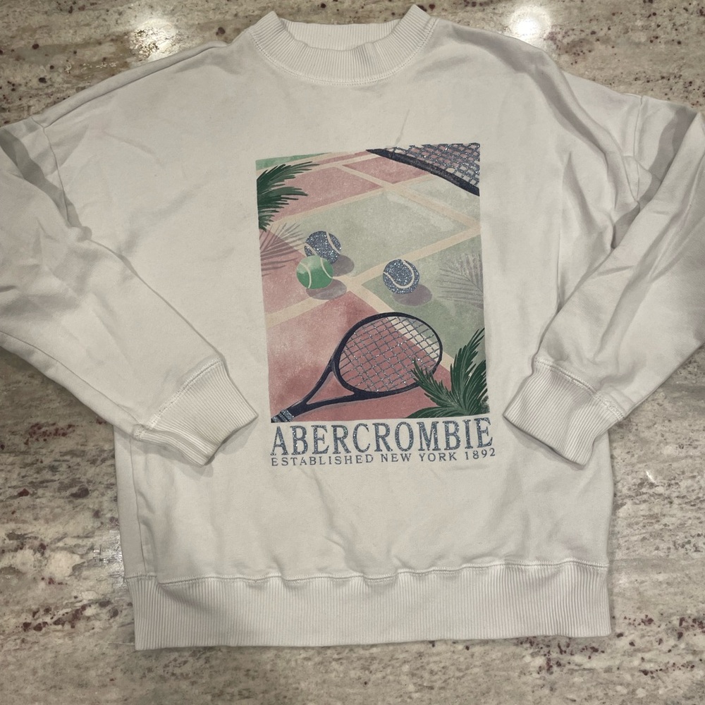 Abercrombie Kids Tennis Graphic Sweatshirt. GUC.  Size 11/12. Staining shown.